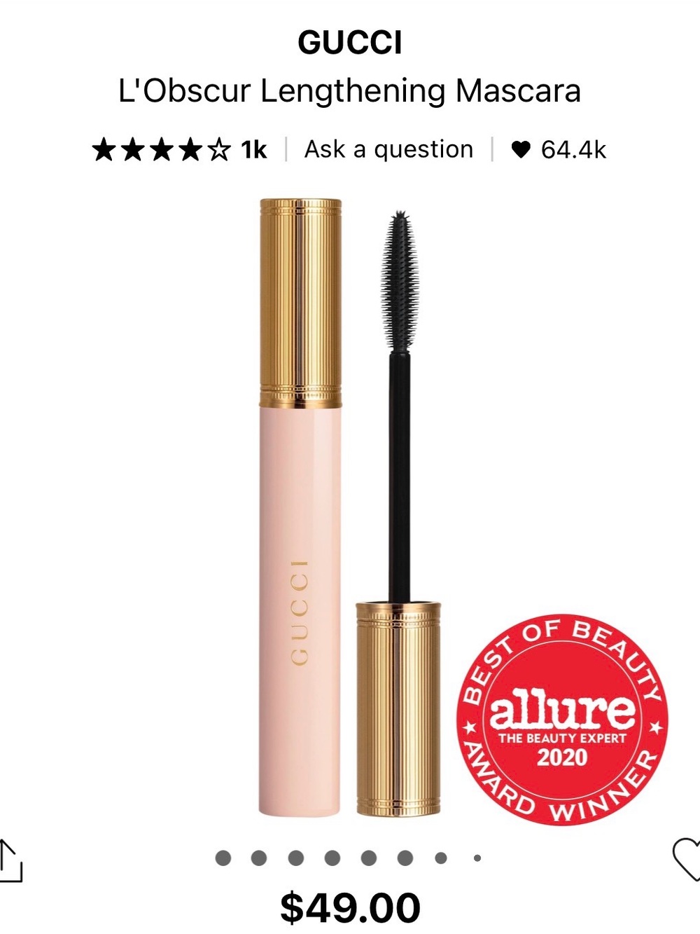 🆕🔥Gucci - Mini L'Obscur Lengthening Mascara — Pink & Gold